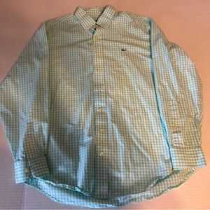 Vineyard Vines men’s whale shirt size Medium long sleeves green gingham …